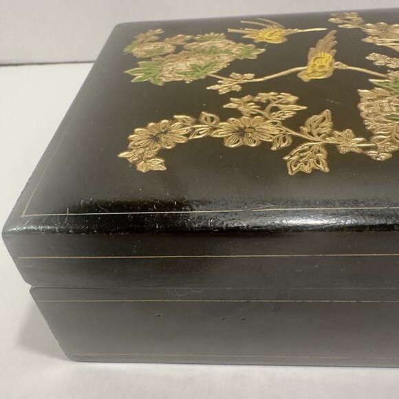 Vintage Florentine Wood Box, Made in Italy, Hand Painted, Black Square Numbered - Picture 7 of 14